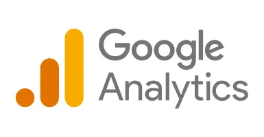 Un logotipo de Google Analytics con una barra amarilla y texto gris.