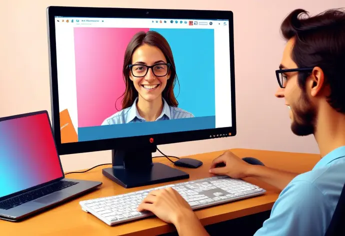 Una joven caucásica con cabello largo y oscuro, con gafas y sonriendo a la cámara