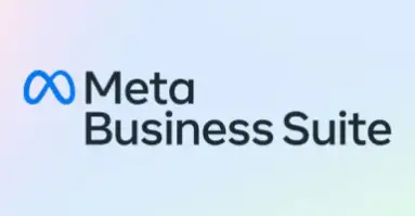 Un texto blanco sobre un fondo borroso que dice "Meta Business Suite"