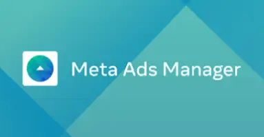 Un texto blanco sobre un fondo borroso que dice "Meta Ads Manager"