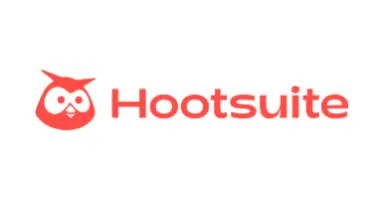 Un logo rojo y blanco para la empresa Hootsuite.
