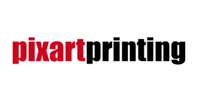 Logotipo de Pixartprinting con texto rojo y negro.