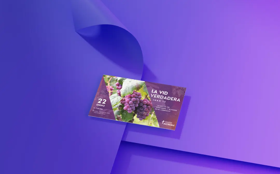Un primer plano de la etiqueta de una botella de vino con uvas sobre un fondo violeta vibrante