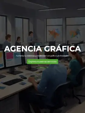 Un grupo de jóvenes diseñadores gráficos trabajando juntos en un espacio de oficina moderno, con coloridas pantallas de computadora y obras de arte abstractas en las paredes
